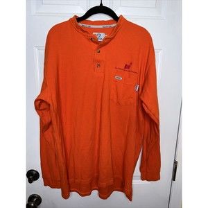 Men's XL Tyndale FR Fire Resistant Henley Long Sleeve Shirt USA MADE Orange